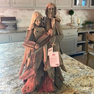 Driftwood nativity sculpture.